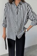 Striped Shirt Linen - Ello - Globality Store - Women Clothes Wholesale Turkey