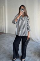 Striped Shirt Linen - Ello - Globality Store - Women Clothes Wholesale Turkey