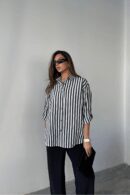 Striped Shirt Linen - Ello - Globality Store - Women Clothes Wholesale Turkey