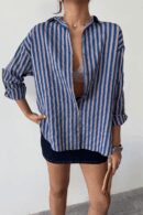 Striped Shirt Linen - Ello - Globality Store - Women Clothes Wholesale Turkey