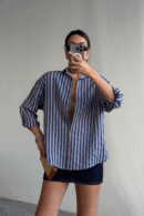Striped Shirt Linen - Ello - Globality Store - Women Clothes Wholesale Turkey