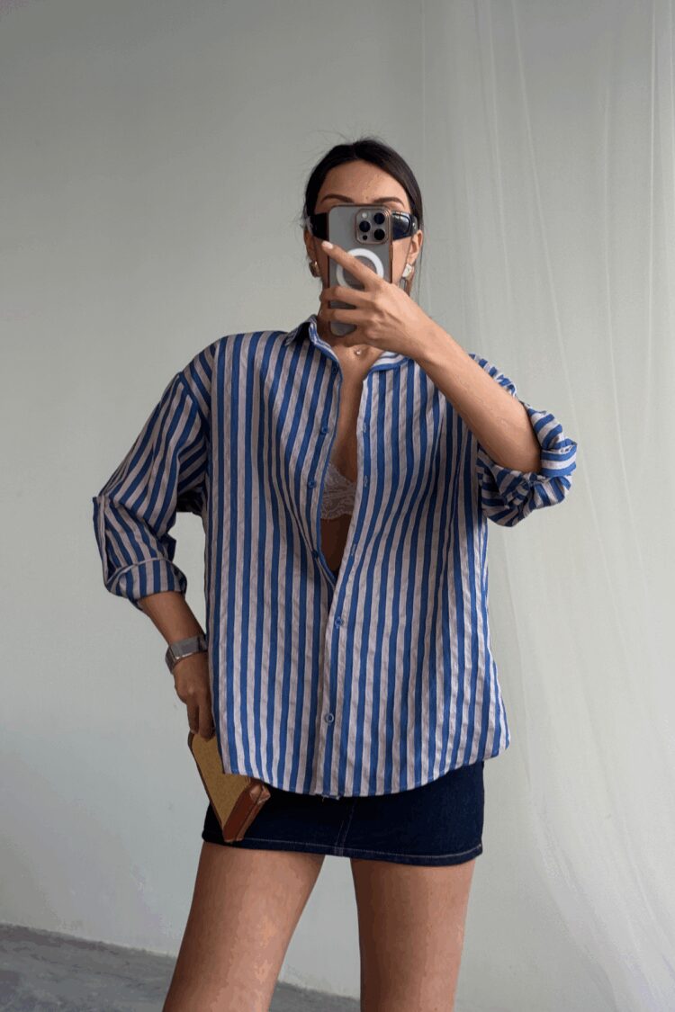 Striped Shirt Linen - Ello - Globality Store - Women Clothes Wholesale Turkey