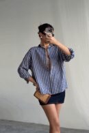 Striped Shirt Linen - Ello - Globality Store - Women Clothes Wholesale Turkey