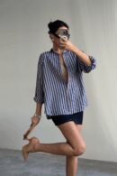Striped Shirt Linen - Ello - Globality Store - Women Clothes Wholesale Turkey
