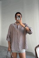 Striped Shirt Linen - Ello - Globality Store - Women Clothes Wholesale Turkey