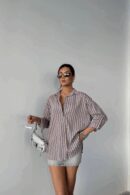 Striped Shirt Linen - Ello - Globality Store - Women Clothes Wholesale Turkey