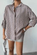 Striped Shirt Linen - Ello - Globality Store - Women Clothes Wholesale Turkey