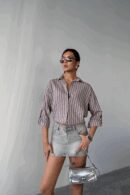 Striped Shirt Linen - Ello - Globality Store - Women Clothes Wholesale Turkey
