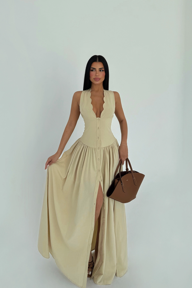 Button Detail Dress - EYYO ATELIER - Globality Store - Women Clothes Wholesale Turkey