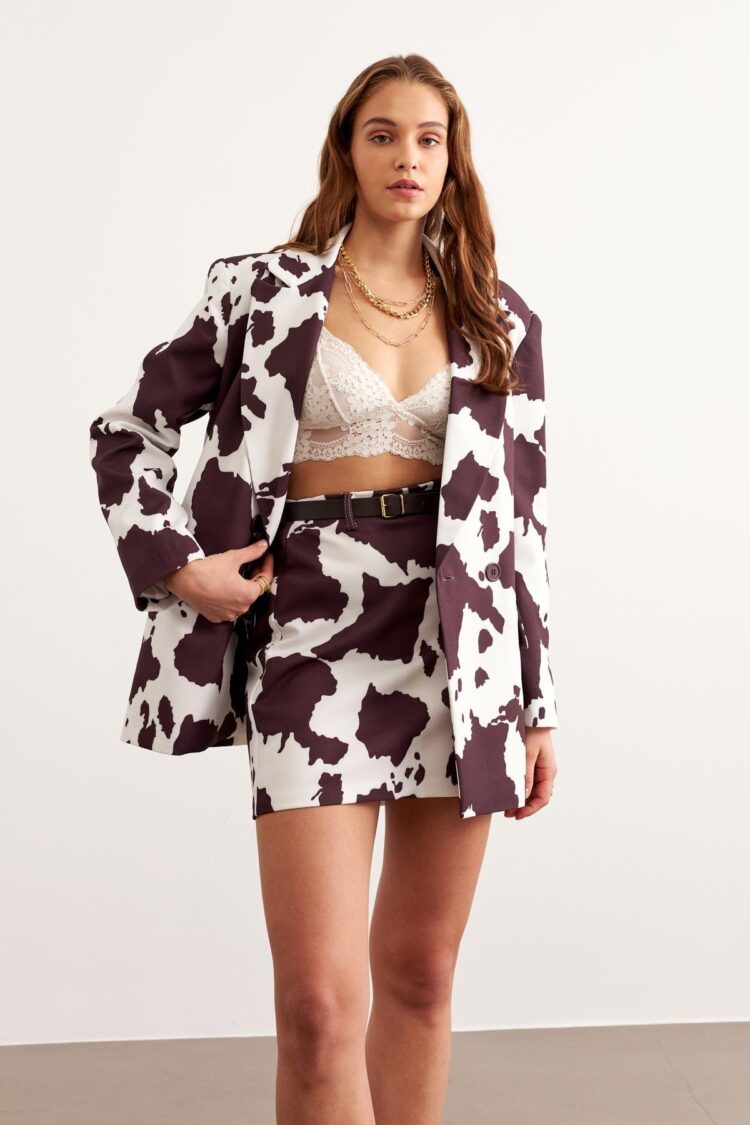 Polka Dot Pattern Short Skirt With Waist Belt - Multicolor