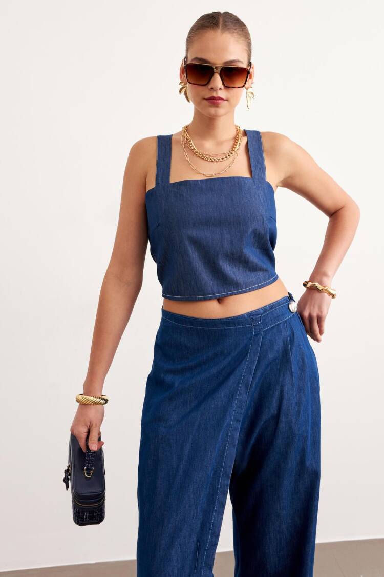 Suspended Jeans Bustier Rins Wash - Blue