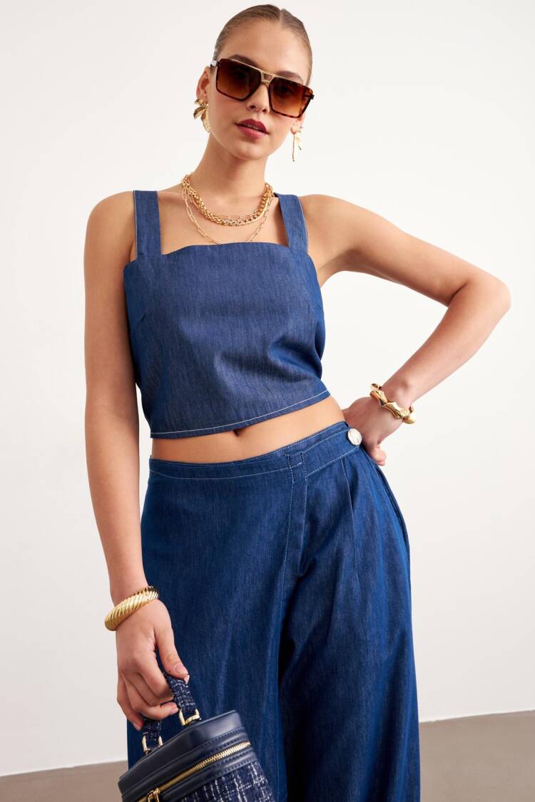 Suspended Jeans Bustier Rins Wash - Blue