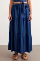 Belted Long Denim Skirt Rins Wash - Blue - Levure - Globality Store - Women Clothes Wholesale Turkey