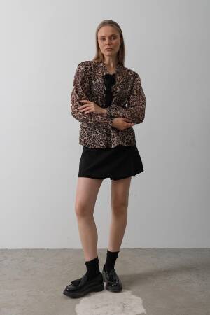 Leopard Blouse With Bow Detail - Multicolor - Reyon - Globality Store - Women Clothes Wholesale Turkey