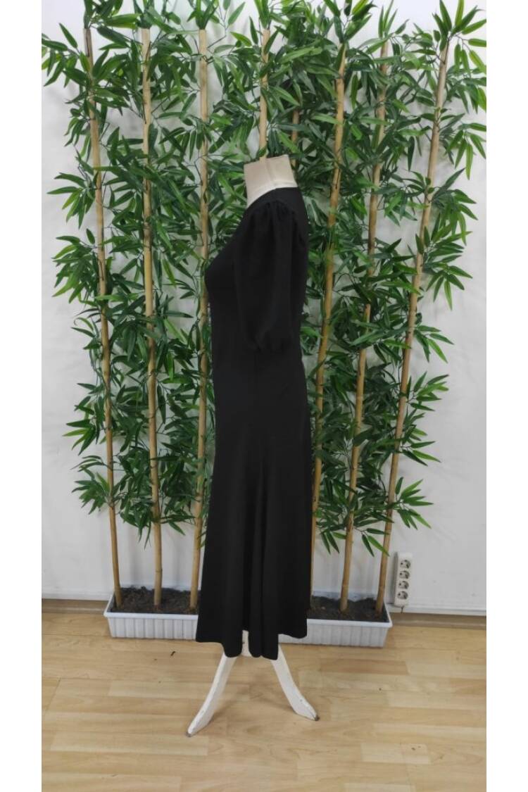 Women's Short Balloon Sleeve Crew Neck Wide Cut Janjan Crepe Dress