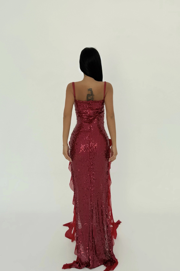 Paxton Sequined Long Slit Dress