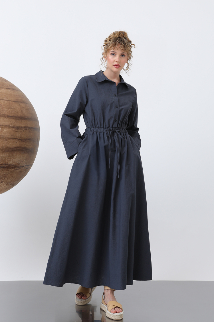 Women's Tie Waist Long Sleeve Dress - SOUL - Globality Store - Women Clothes Wholesale Turkey