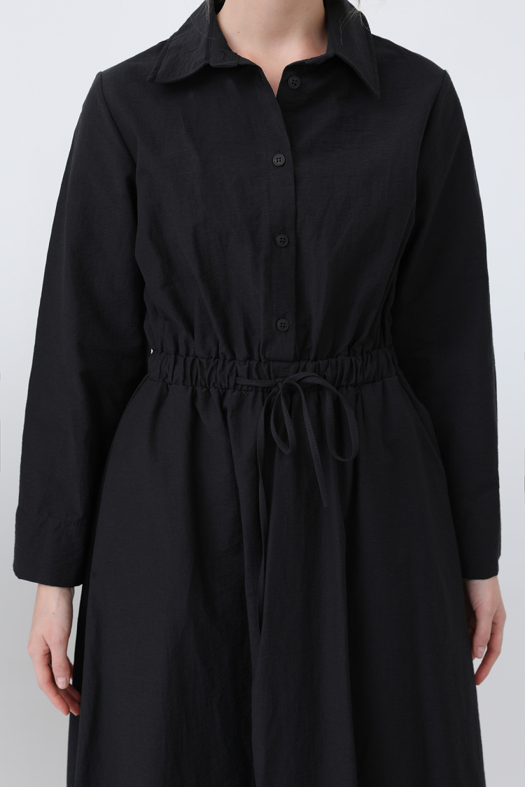 Women's Tie Waist Long Sleeve Dress