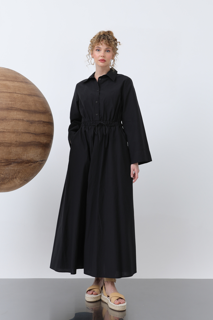 Women's Tie Waist Long Sleeve Dress - SOUL - Globality Store - Women Clothes Wholesale Turkey