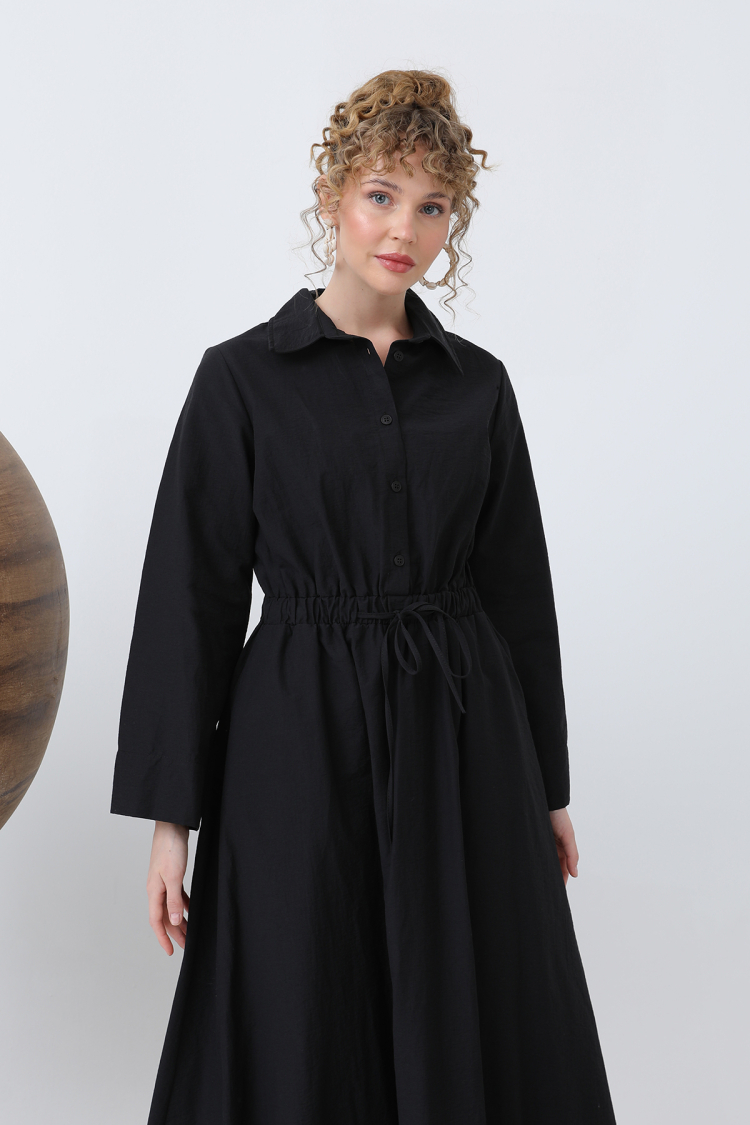 Women's Tie Waist Long Sleeve Dress