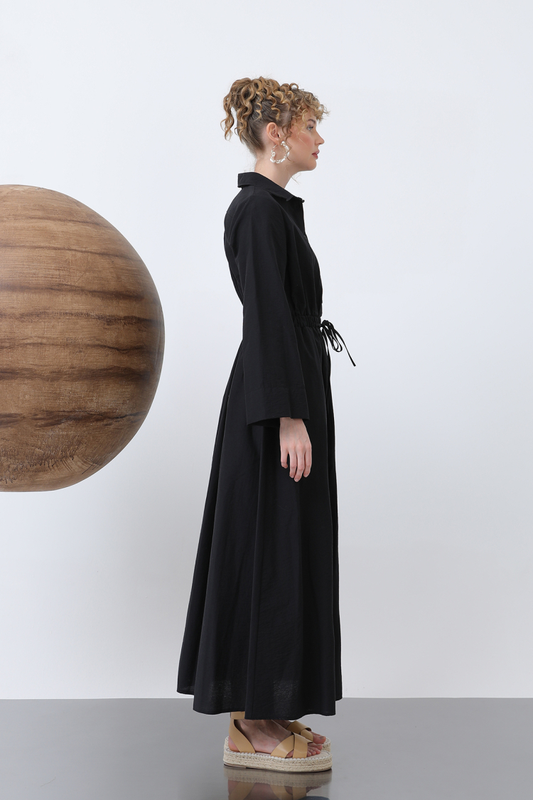 Women's Tie Waist Long Sleeve Dress
