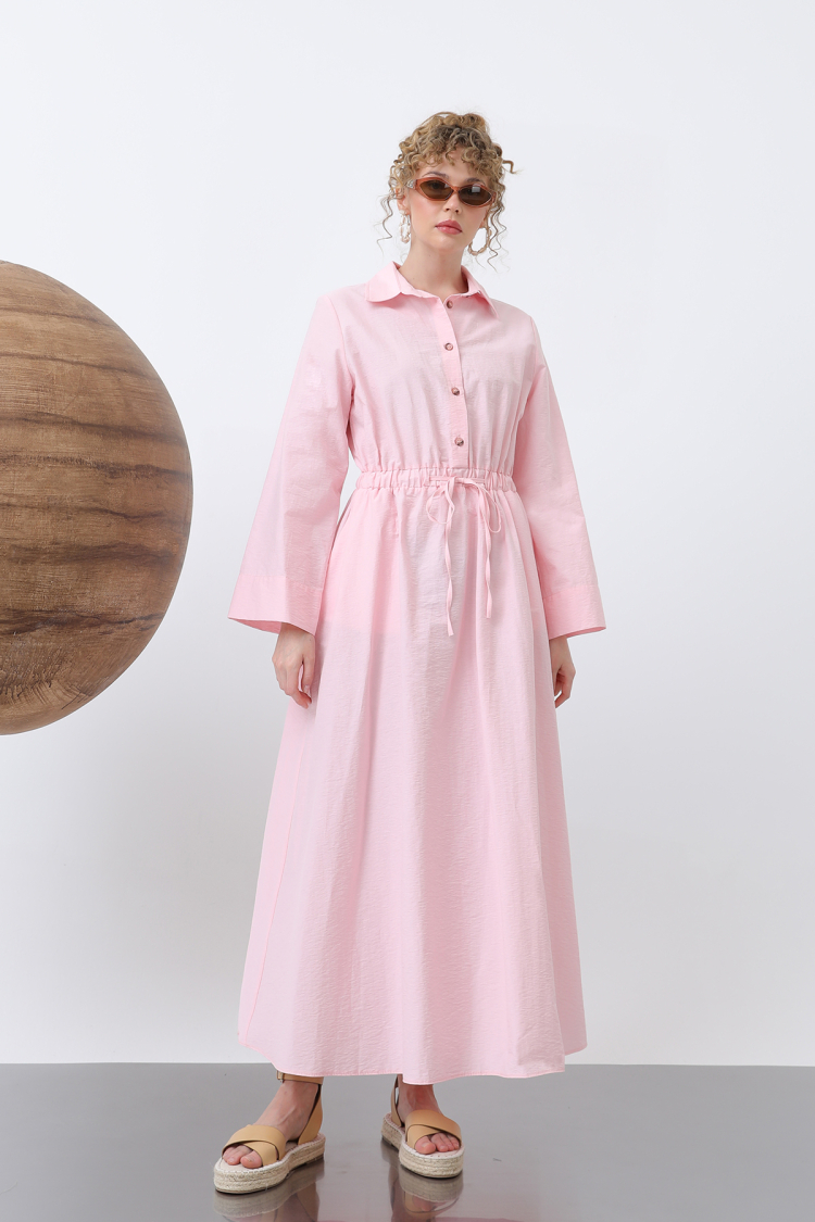 Women's Tie Waist Long Sleeve Dress - SOUL - Globality Store - Women Clothes Wholesale Turkey