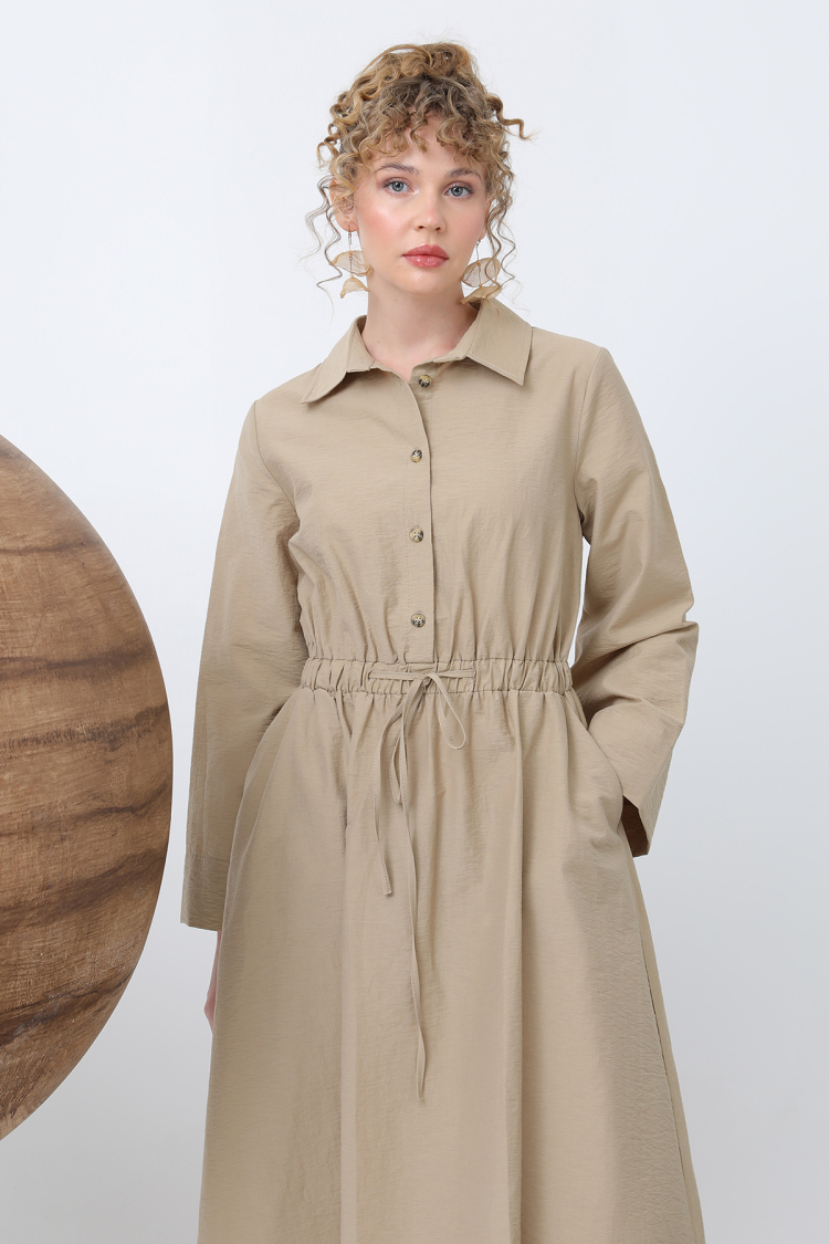 Women's Tie Waist Long Sleeve Dress