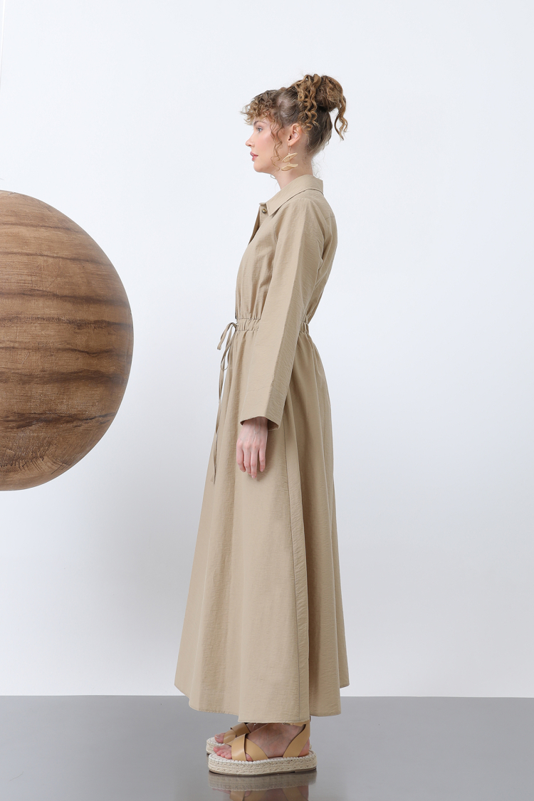 Women's Tie Waist Long Sleeve Dress