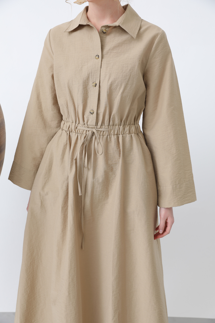 Women's Tie Waist Long Sleeve Dress