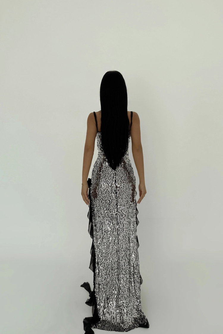 Paxton Sequined Long Slit Dress