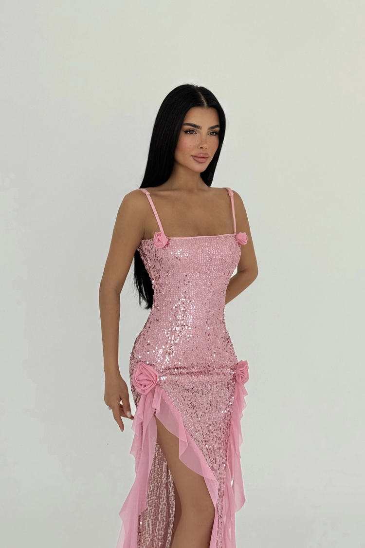 Paxton Sequined Long Slit Dress
