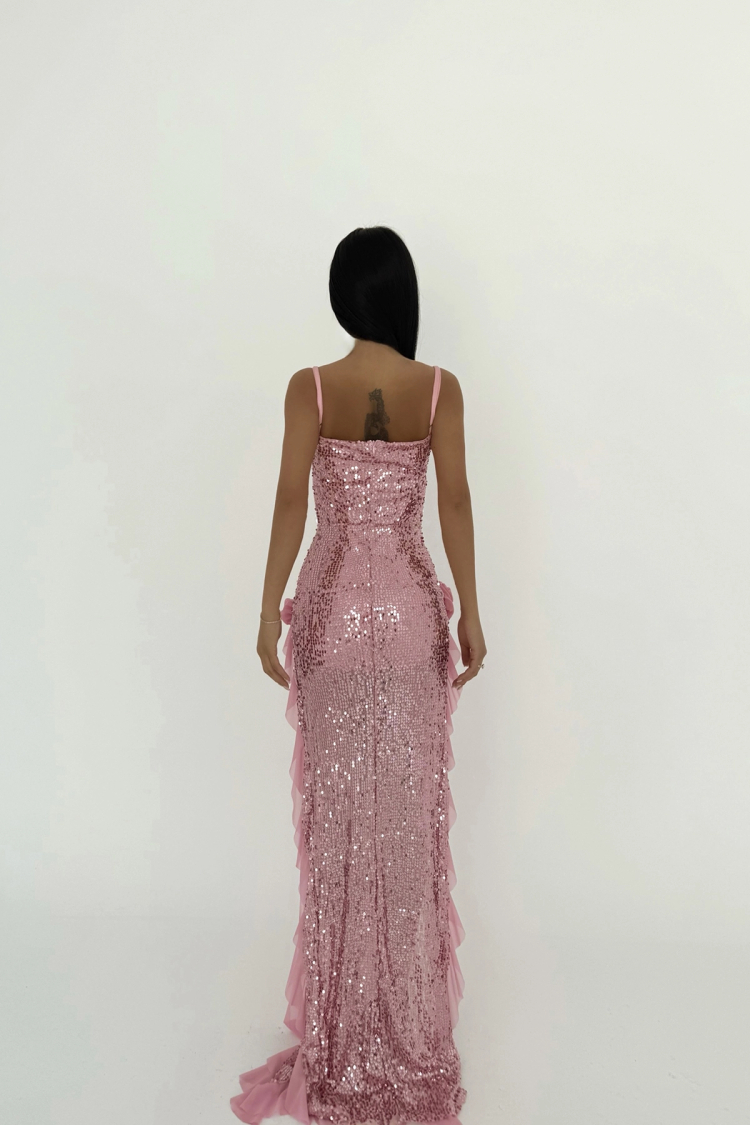 Paxton Sequined Long Slit Dress