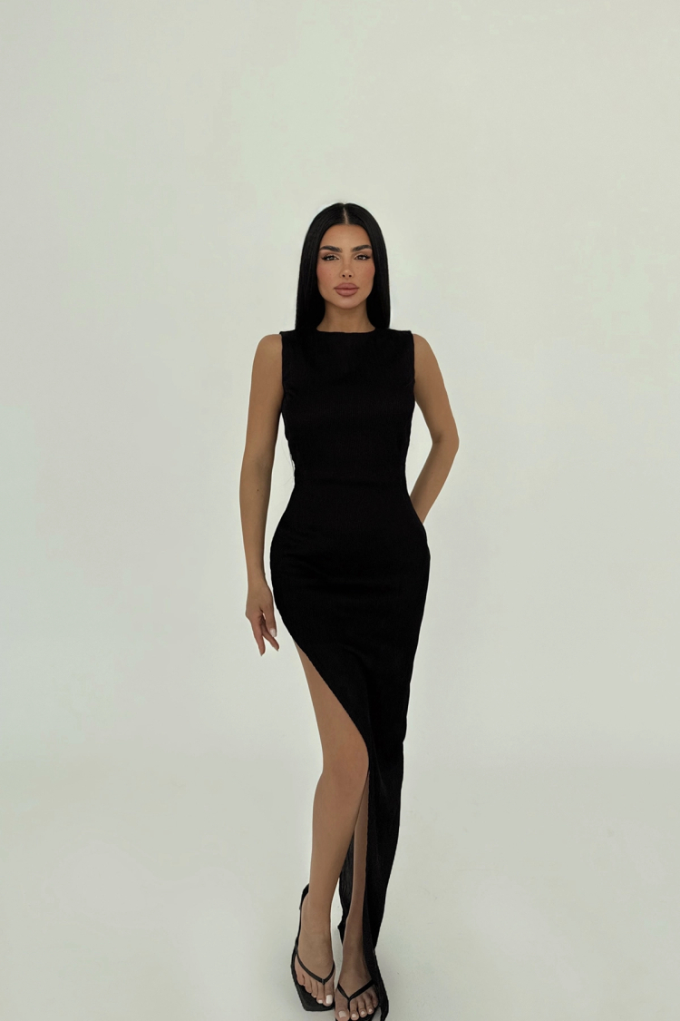 Deep Slit Long Dress - EYYO ATELIER - Globality Store - Women Clothes Wholesale Turkey
