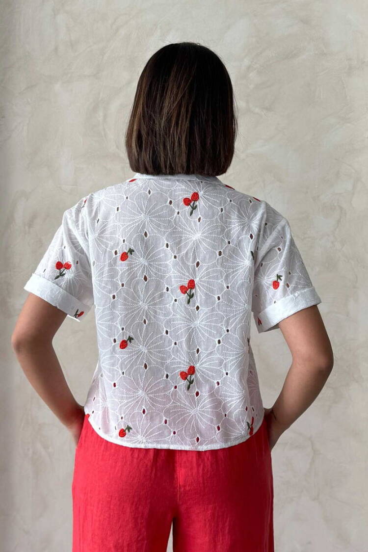 Embroidered Embroidered Shirt - Cherry