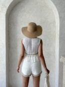 Stripe Detailed Lace Shorts - Raw - Topshow - Globality Store - Women Clothes Wholesale Turkey