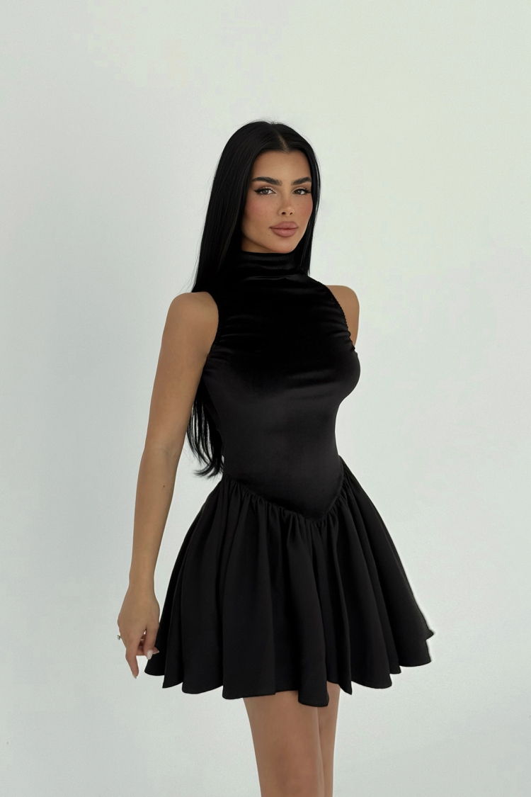 Velvet Mini Dress - EYYO ATELIER - Globality Store - Women Clothes Wholesale Turkey