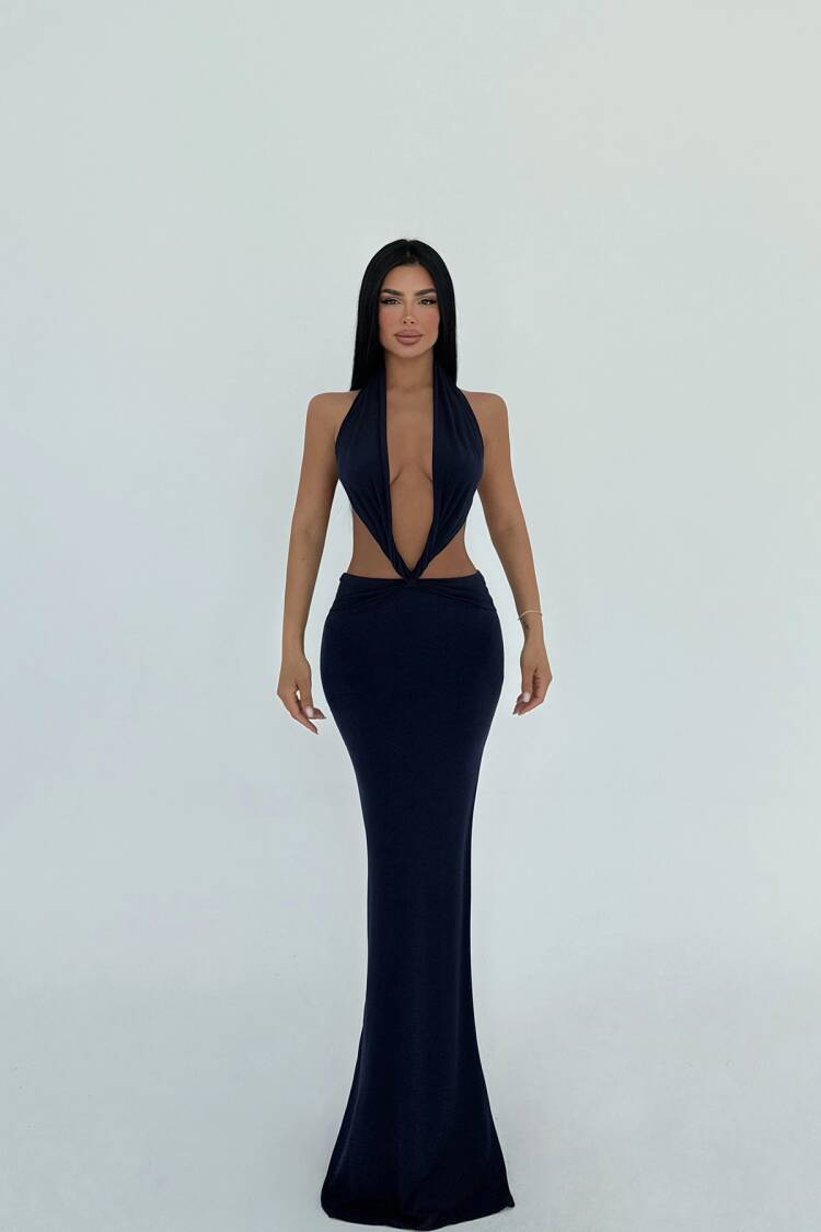 NavyTie Dress - EYYO ATELIER - Globality Store - Women Clothes Wholesale Turkey