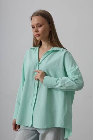 Wide Cuff Detailed Shirt - Reyon - Globality Store - Women Clothes Wholesale Turkey