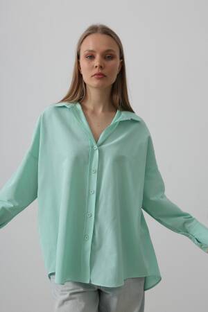 Wide Cuff Detailed Shirt - Reyon - Globality Store - Women Clothes Wholesale Turkey