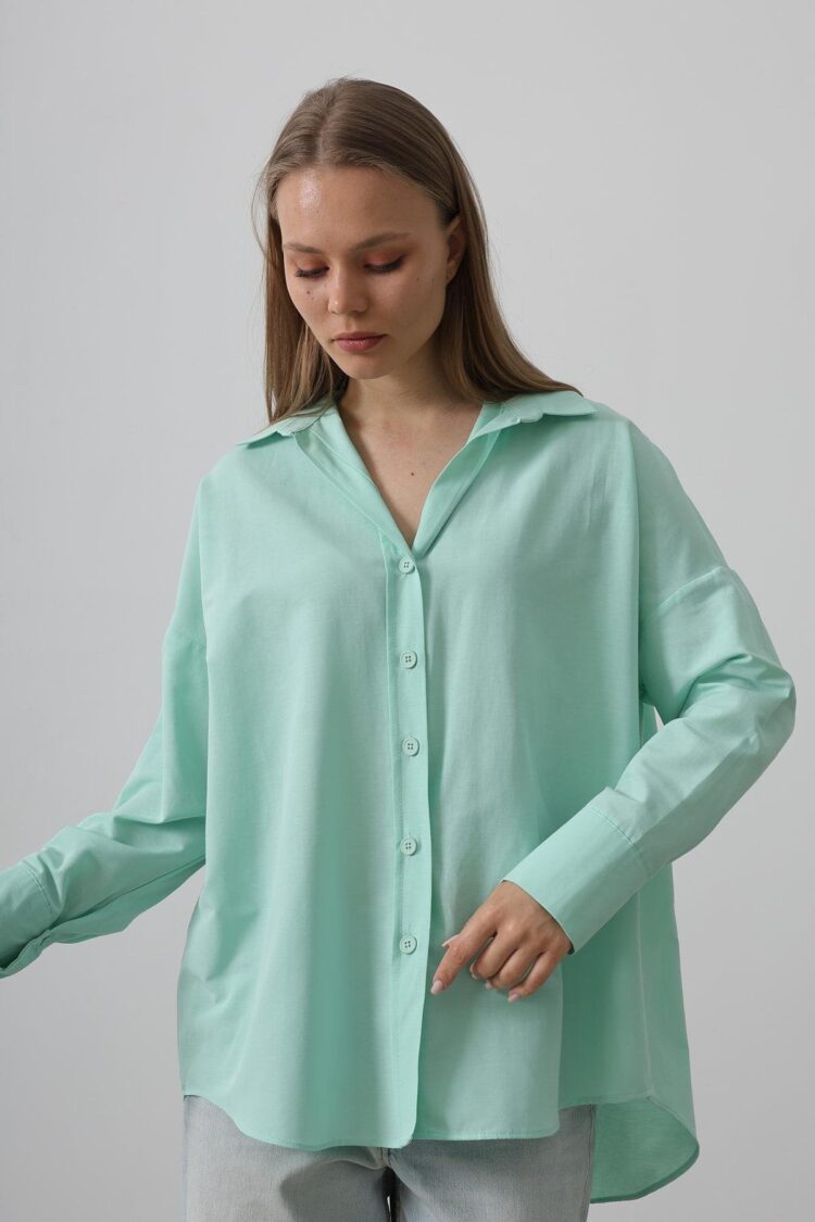 Wide Cuff Detailed Shirt - Reyon - Globality Store - Women Clothes Wholesale Turkey
