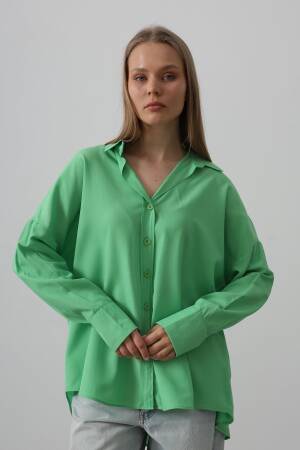 Wide Cuff Detailed Shirt - A. - Reyon - Globality Store - Women Clothes Wholesale Turkey