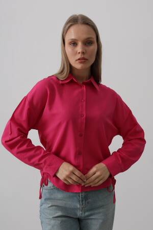 Basic Shirt With Side Tie - Reyon - Globality Store - Women Clothes Wholesale Turkey