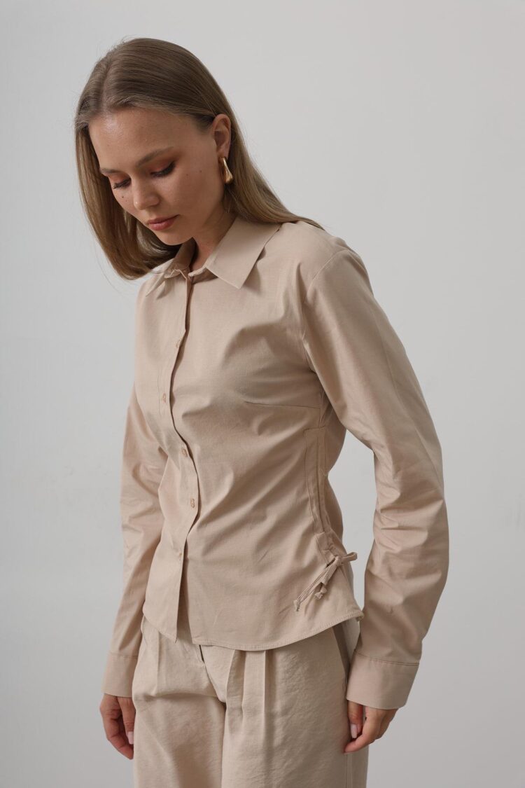 Striped Side Striped Shirt - Camel