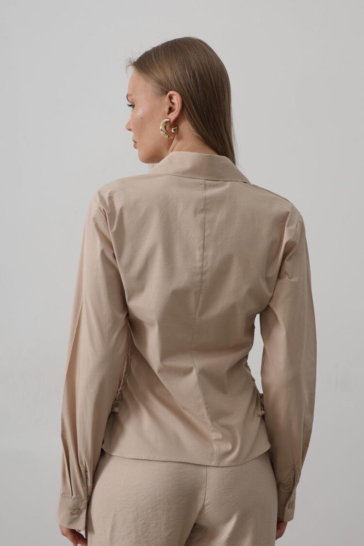 Striped Side Striped Shirt - Camel