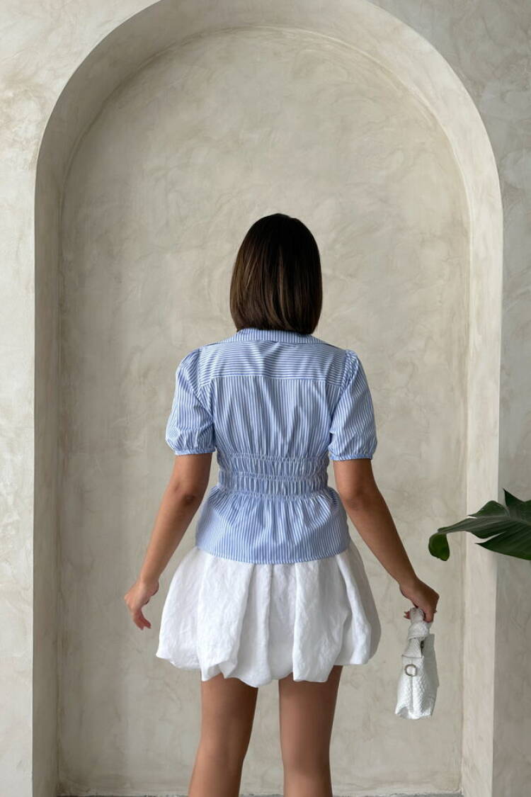 D2812 Front Tie Striped Shirt