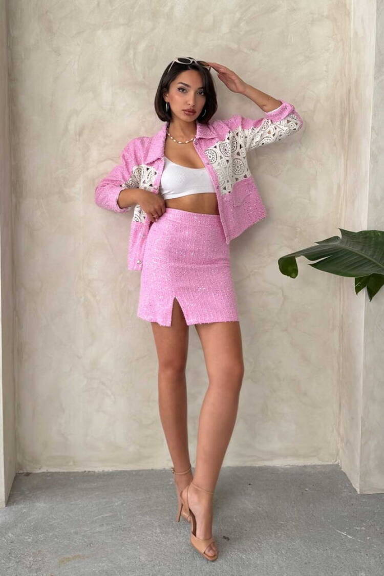 Sequin Denim Skirt - Topshow - Globality Store - Women Clothes Wholesale Turkey