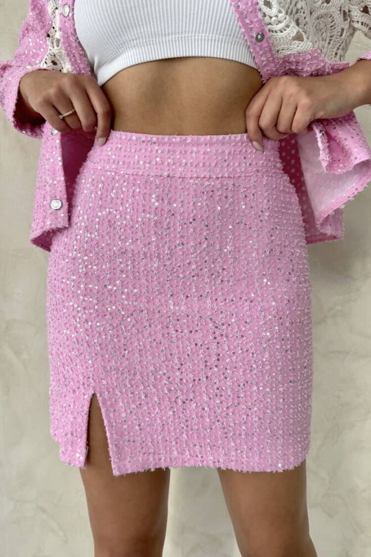 Sequin Denim Skirt