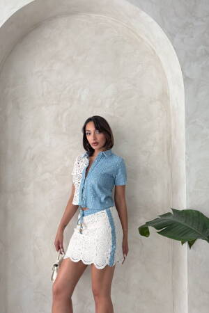 Denim Lace Shirt - RawD.1 - Brand: Topshow - Women's Clothing Wholesale - Globality Store