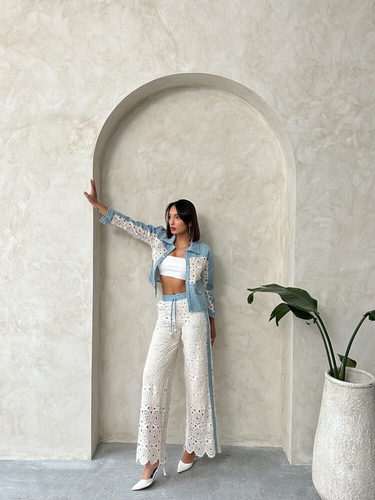 Denim Detailed Lace Pants - Raw
