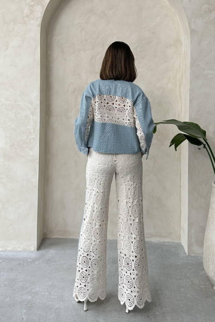 Denim Detailed Lace Pants - Raw